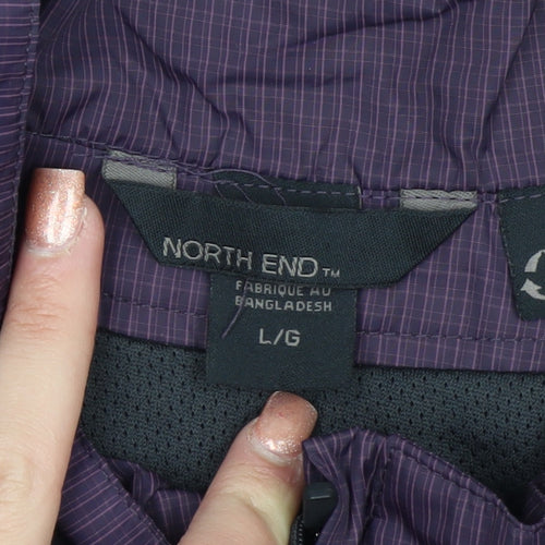 North End Men's Purple Windbreaker Jacket L Lightweight Outdoor