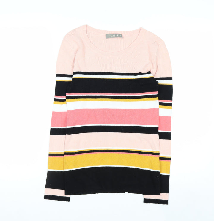 Oasis Women’s Multicoloured Striped Crew Neck Long Sleeve Pullover Jumper Size S