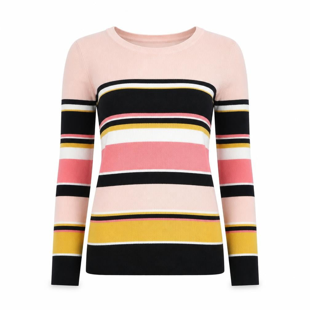 Oasis Women’s Multicoloured Striped Crew Neck Long Sleeve Pullover Jumper Size S