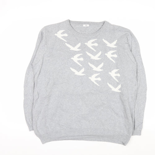 Cotton Traders Women's Silver Bird Knit Cotton Jumper Size 20