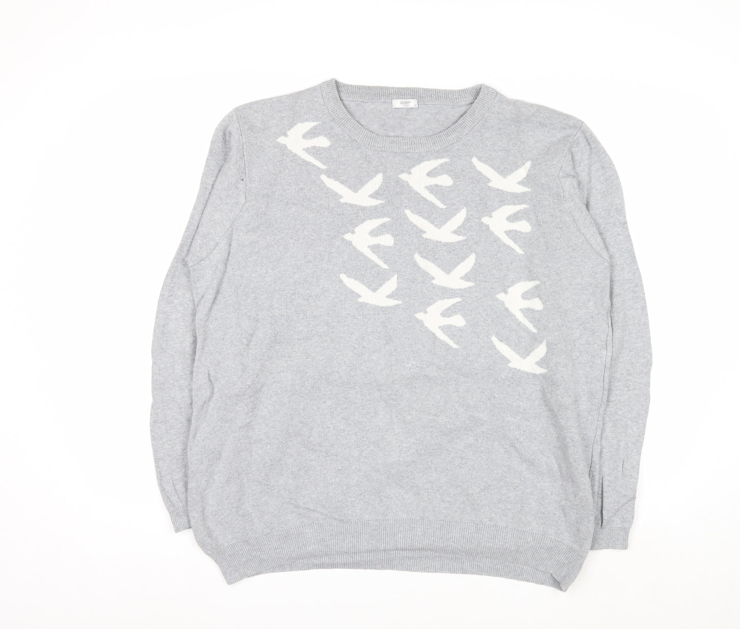 Cotton Traders Women's Silver Bird Knit Cotton Jumper Size 20