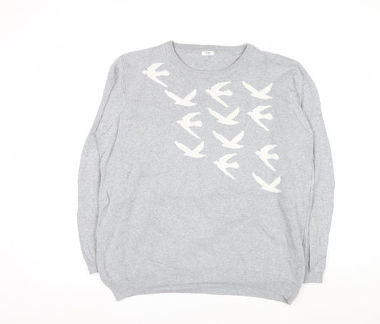 Cotton Traders Women's Silver Bird Knit Cotton Jumper Size 20