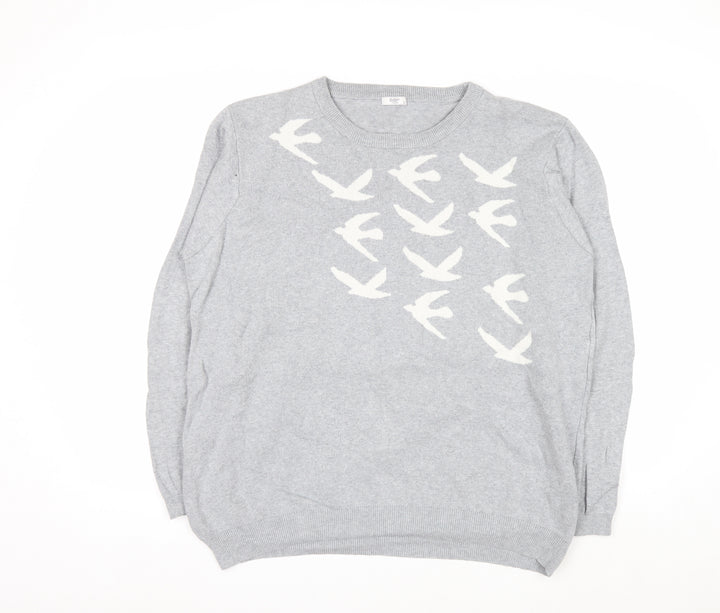 Cotton Traders Women's Silver Bird Knit Cotton Jumper Size 20