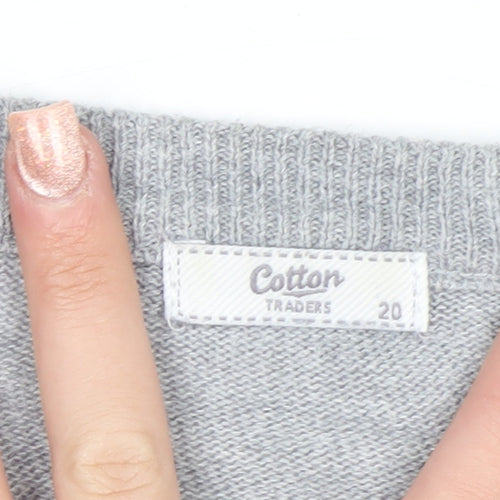Cotton Traders Women's Silver Bird Knit Cotton Jumper Size 20