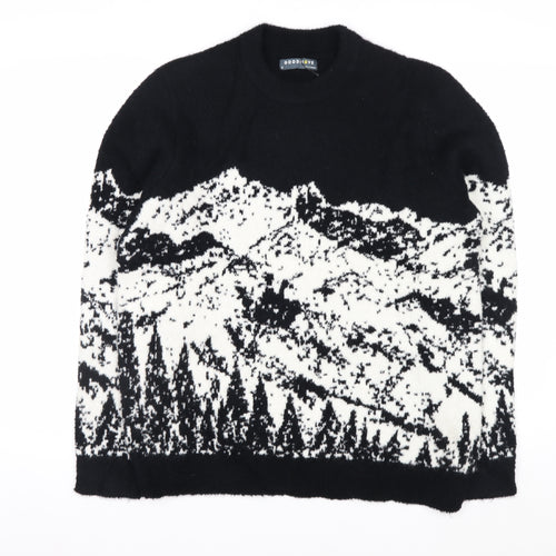 Marks and Spencer Goodmove Women's Black M Mountain Scene Merino Wool Jumper