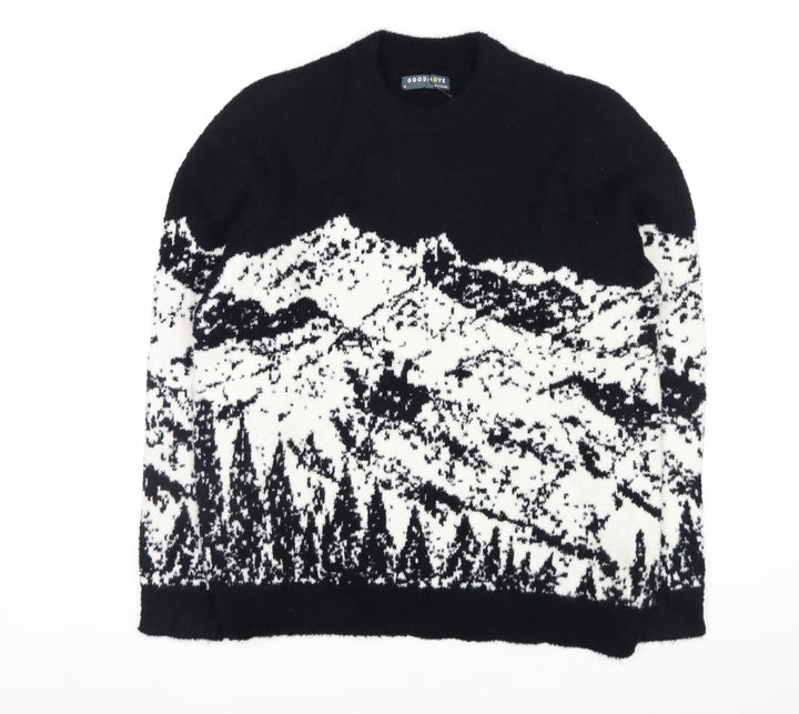 Marks and Spencer Goodmove Women's Black M Mountain Scene Merino Wool Jumper