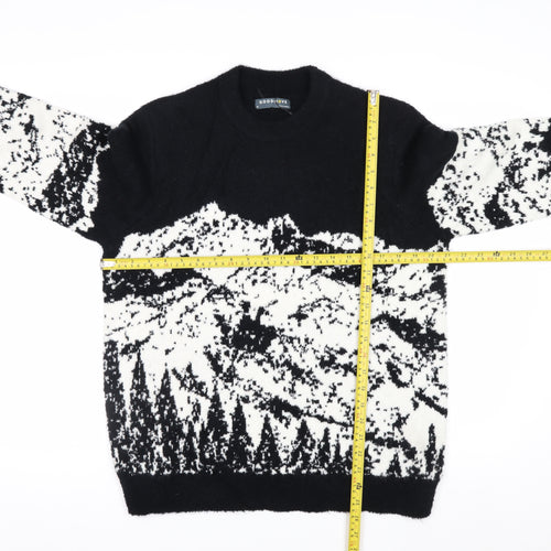 Marks and Spencer Goodmove Women's Black M Mountain Scene Merino Wool Jumper