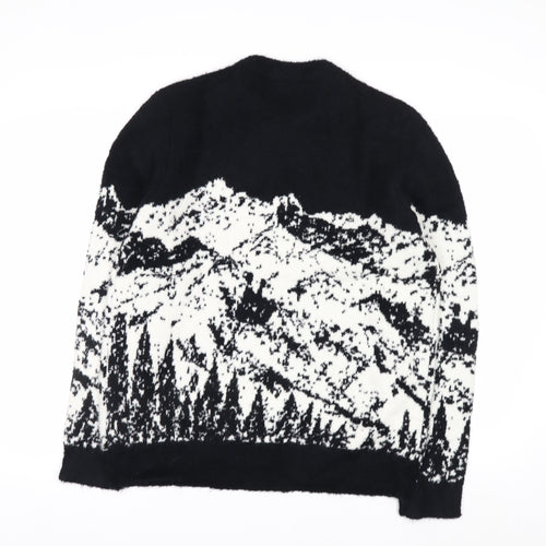 Marks and Spencer Goodmove Women's Black M Mountain Scene Merino Wool Jumper