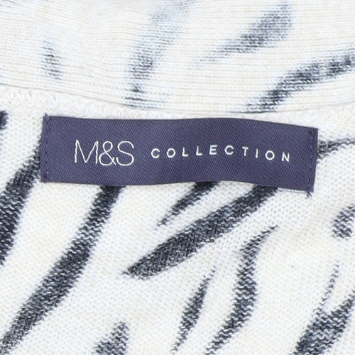Marks and Spencer Women Beige Animal Print Viscose Linen Cardigan L