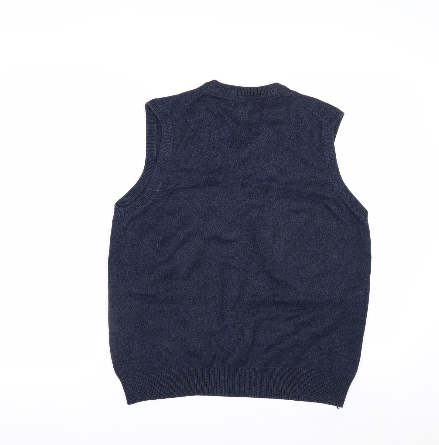 Marks and Spencer Men's Blue Cotton Sleeveless V-Neck Vest Jumper Size S