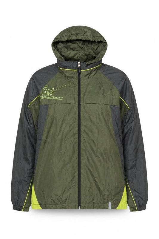Front view of Sportek Women Green, size 14, Hooded Windbreaker Jacket
