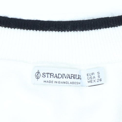 Stradivarius Women's White V-Neck Sleeveless Knit Vest Size 8