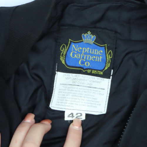 Neptune Garment Co. Men's Black Wool Blend Bomber Jacket Size 42
