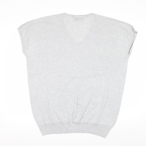 Wallis Women’s Grey V-Neck Sequin Knit Jumper Size L