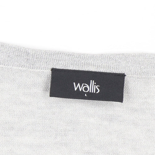 Wallis Women’s Grey V-Neck Sequin Knit Jumper Size L