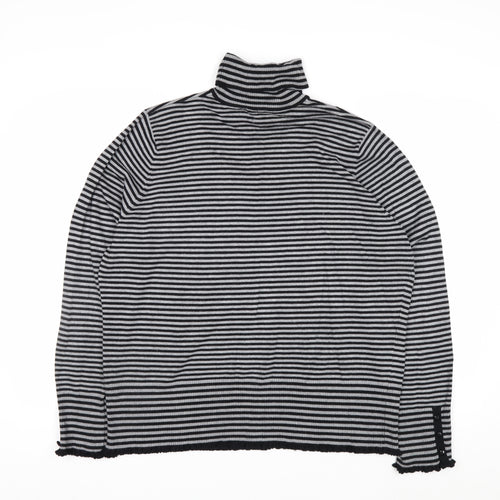 Debenhams Women Black Striped Roll Neck Jumper Size 22