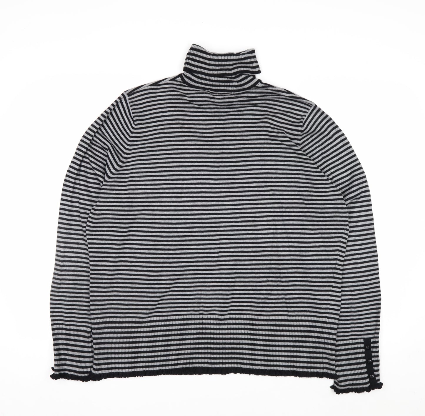 Debenhams Women Black Striped Roll Neck Jumper Size 22