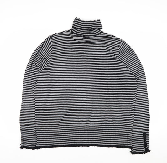 Debenhams Women Black Striped Roll Neck Jumper Size 22