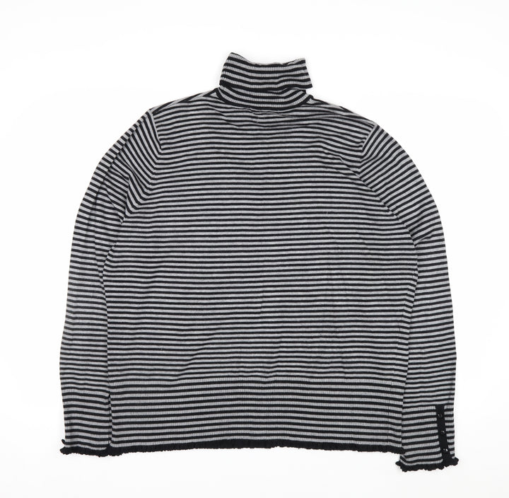 Debenhams Women Black Striped Roll Neck Jumper Size 22