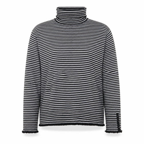 Debenhams Women Black Striped Roll Neck Jumper Size 22