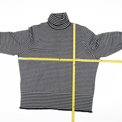 Debenhams Women Black Striped Roll Neck Jumper Size 22
