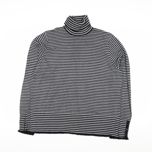 Debenhams Women Black Striped Roll Neck Jumper Size 22
