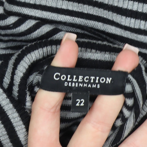 Debenhams Women Black Striped Roll Neck Jumper Size 22