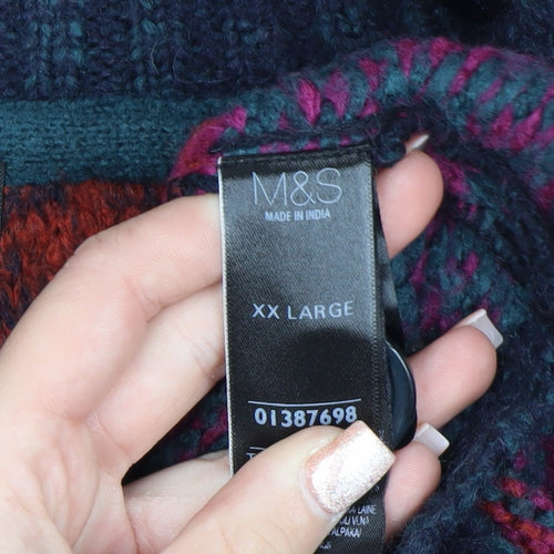 Marks and Spencer Per Una Women's Multicoloured XXL Striped Chunky Knit Cardigan
