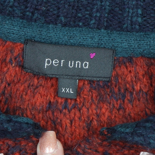 Marks and Spencer Per Una Women's Multicoloured XXL Striped Chunky Knit Cardigan