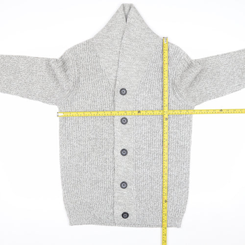 F&F Men's Grey M Chunky Knit Shawl Collar Button Cardigan