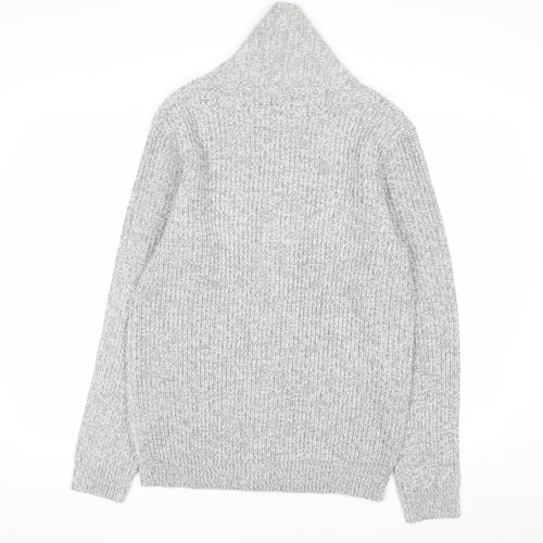 F&F Men's Grey M Chunky Knit Shawl Collar Button Cardigan