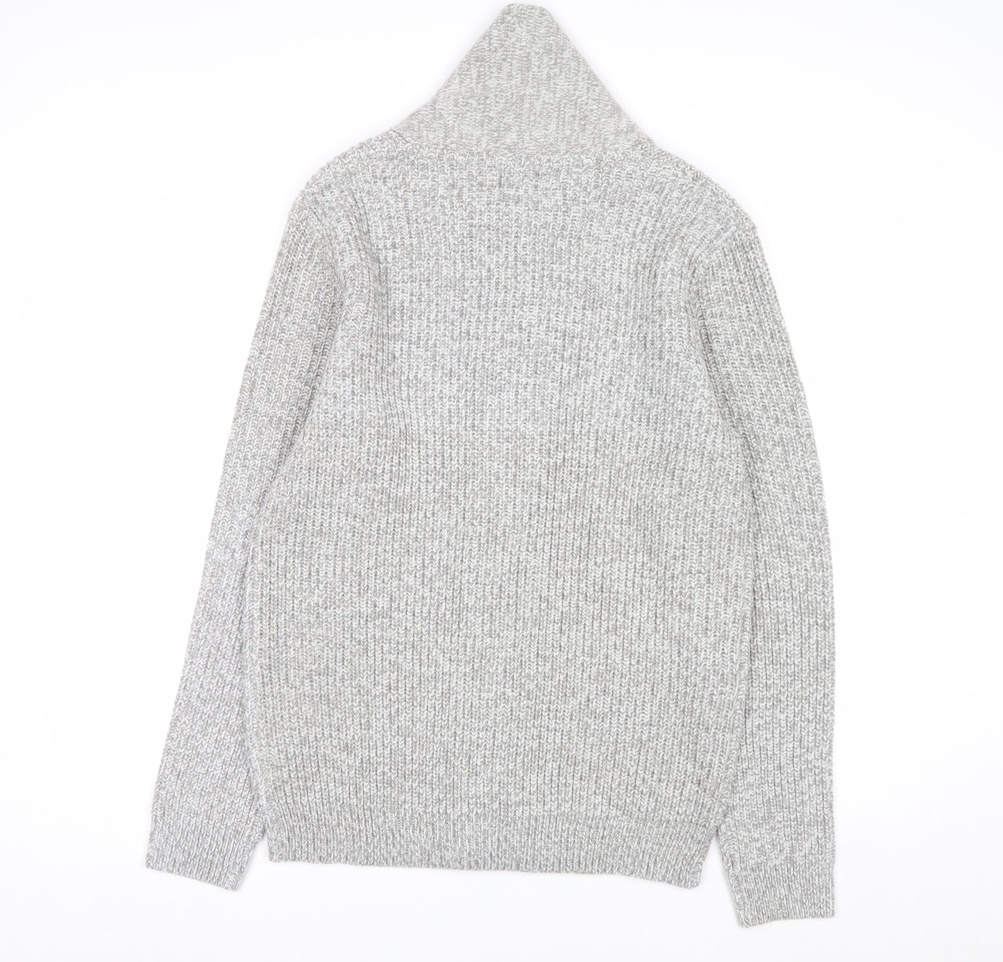 F&F Men's Grey M Chunky Knit Shawl Collar Button Cardigan