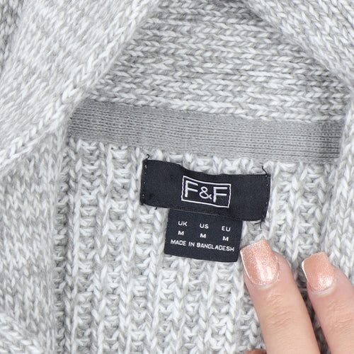 F&F Men's Grey M Chunky Knit Shawl Collar Button Cardigan