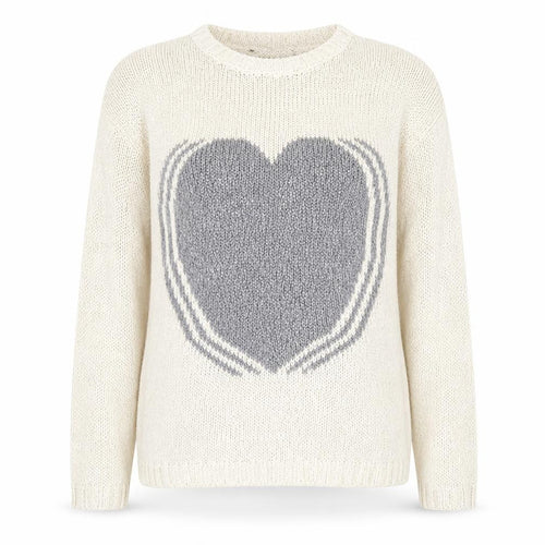 Marks and Spencer Women Ivory Heart Knit Jumper Size 10