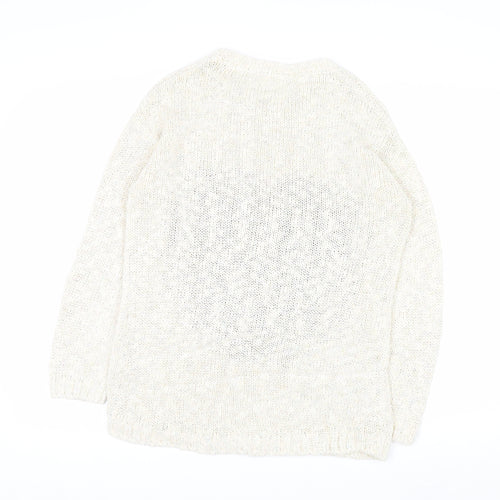 Marks and Spencer Women Ivory Heart Knit Jumper Size 10