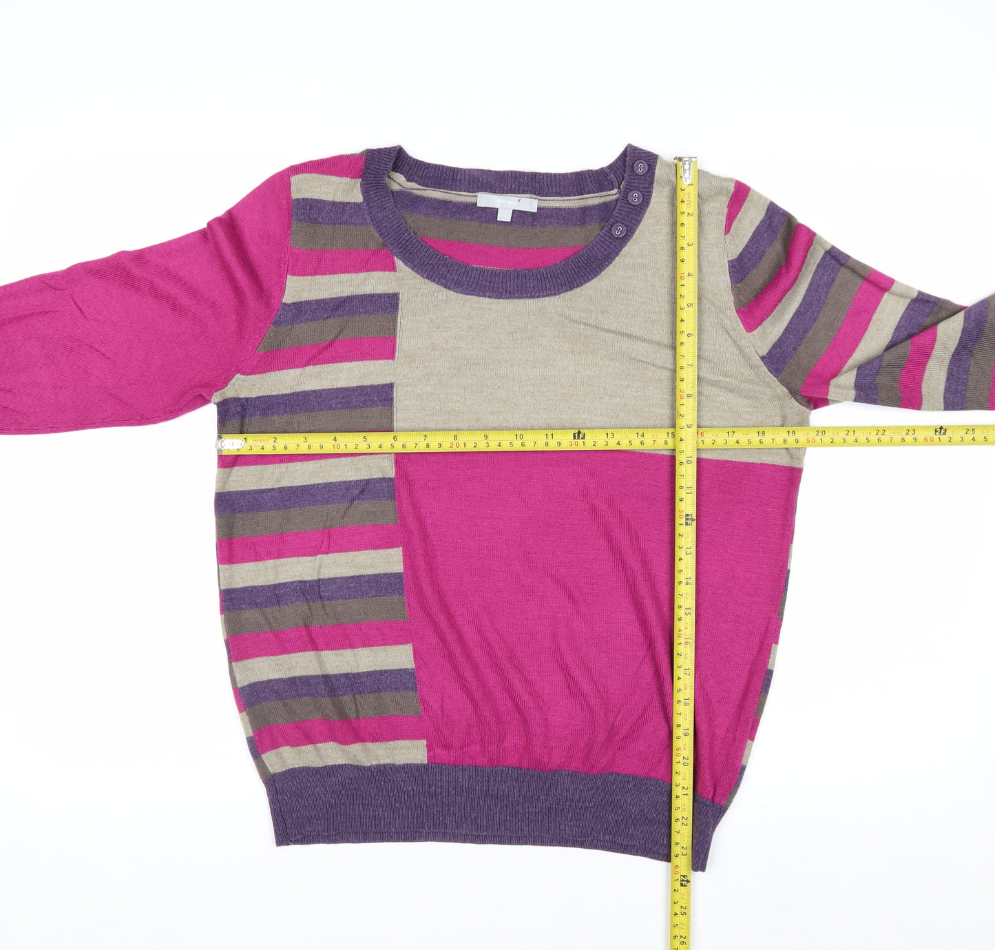 Marks and Spencer Per Una Women's Multicoloured Striped Jumper Size 14