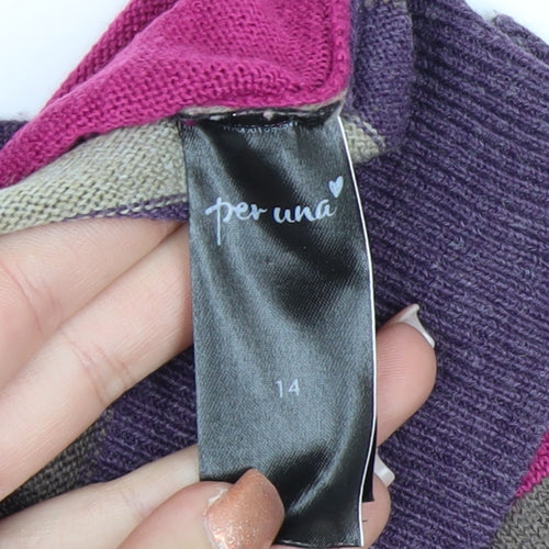 Marks and Spencer Per Una Women's Multicoloured Striped Jumper Size 14