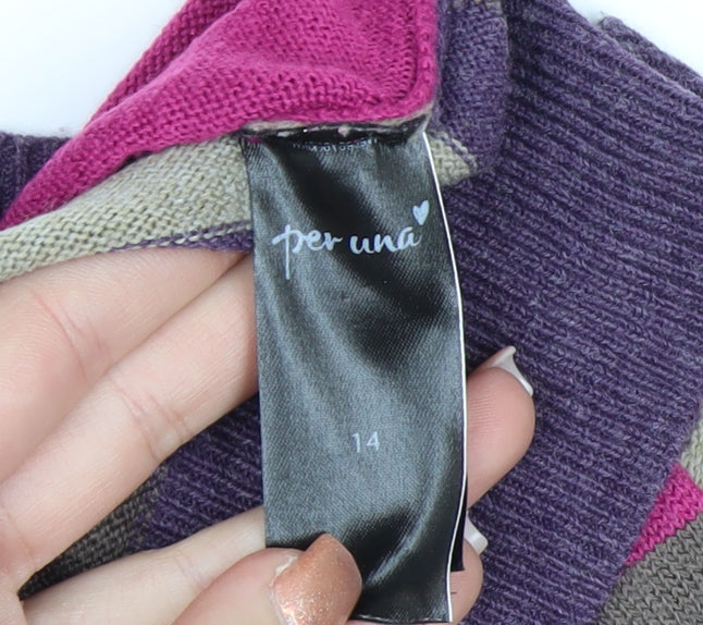 Marks and Spencer Per Una Women's Multicoloured Striped Jumper Size 14