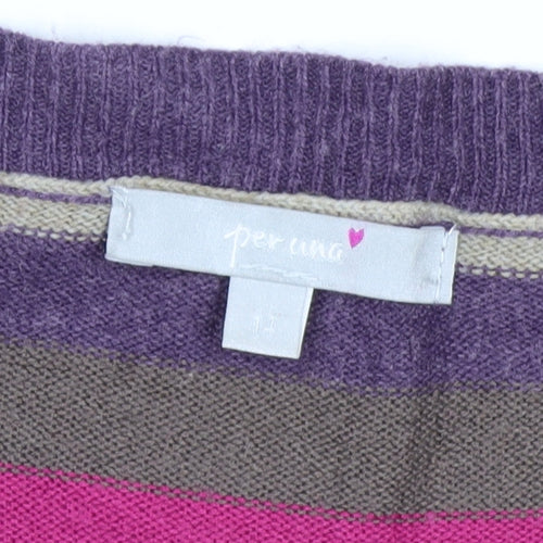 Marks and Spencer Per Una Women's Multicoloured Striped Jumper Size 14