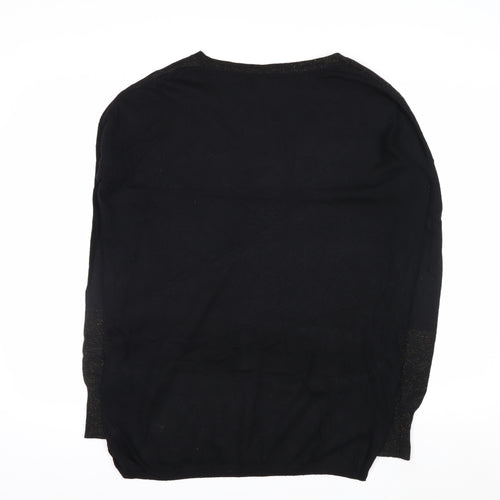 Biba Women's Black XS V-Neck Glitter Wool Blend Jumper