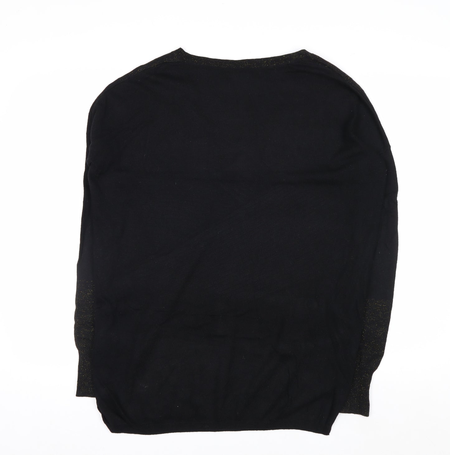 Biba Women's Black XS V-Neck Glitter Wool Blend Jumper