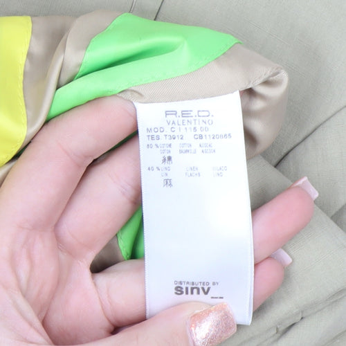 R.E.D. Valentino Women's Beige Cotton Linen Blazer Jacket Size 16