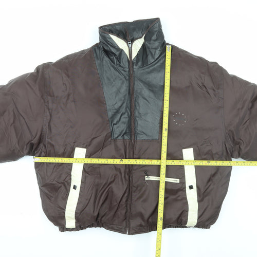 Perry Ellis Men’s Brown XL Puffer Jacket Nylon Down Retro Lined Zip Winterwear