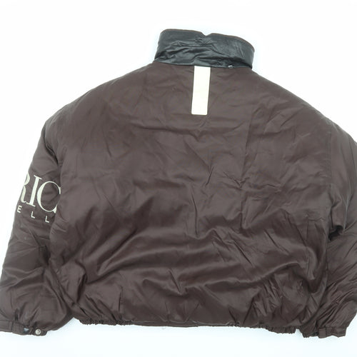 Perry Ellis Men’s Brown XL Puffer Jacket Nylon Down Retro Lined Zip Winterwear