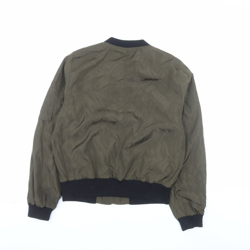 LOVE TREE Men's Green Bomber Jacket Size L Polyester Casual Zip
