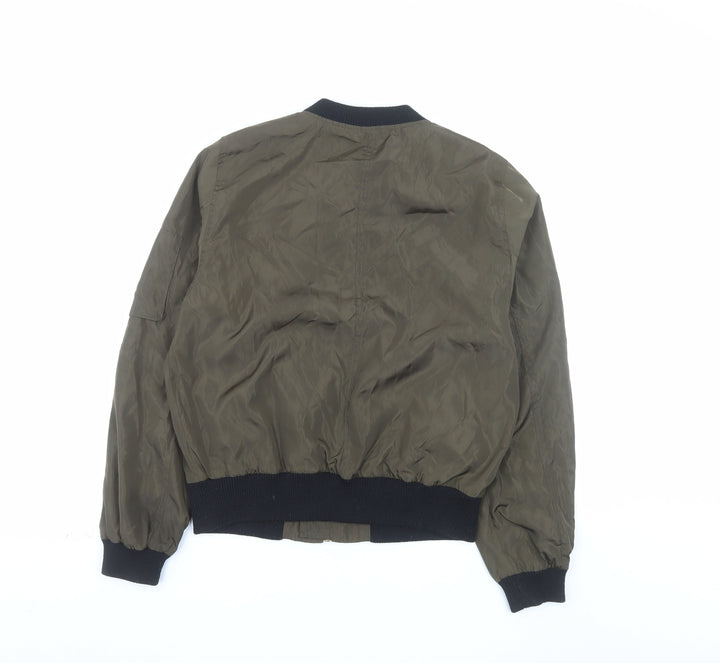 LOVE TREE Men's Green Bomber Jacket Size L Polyester Casual Zip