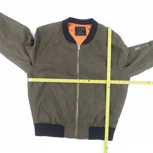LOVE TREE Men's Green Bomber Jacket Size L Polyester Casual Zip