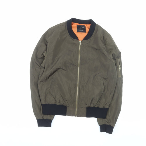 LOVE TREE Men's Green Bomber Jacket Size L Polyester Casual Zip
