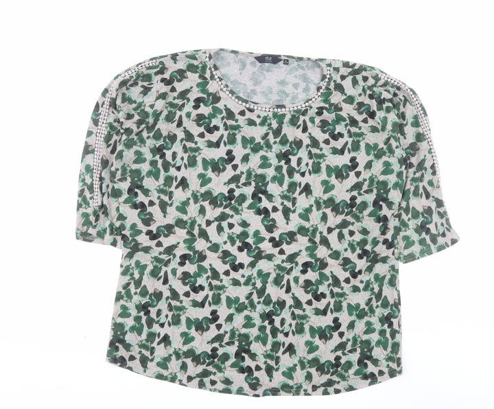 Isle Collection Women's Green Floral Plus Size 22-24 Pullover Jumper