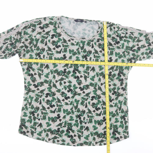 Isle Collection Women's Green Floral Plus Size 22-24 Pullover Jumper